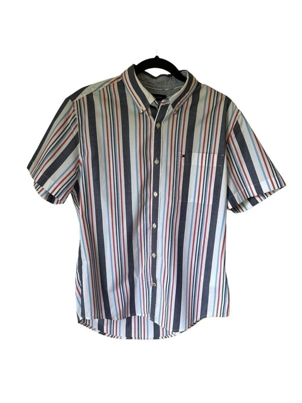 Tommy Hilfiger Striped Short Sleeve Men’s Button Down Slim Fit Shirt Size M